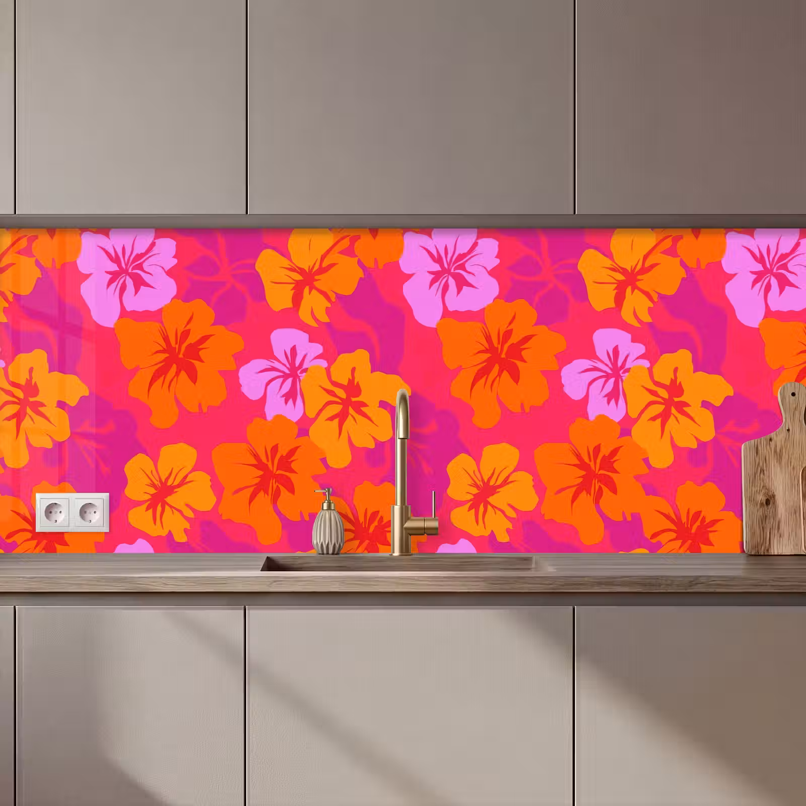 Kitchen splashback - Summery - Hibiscus - Colorful — 1