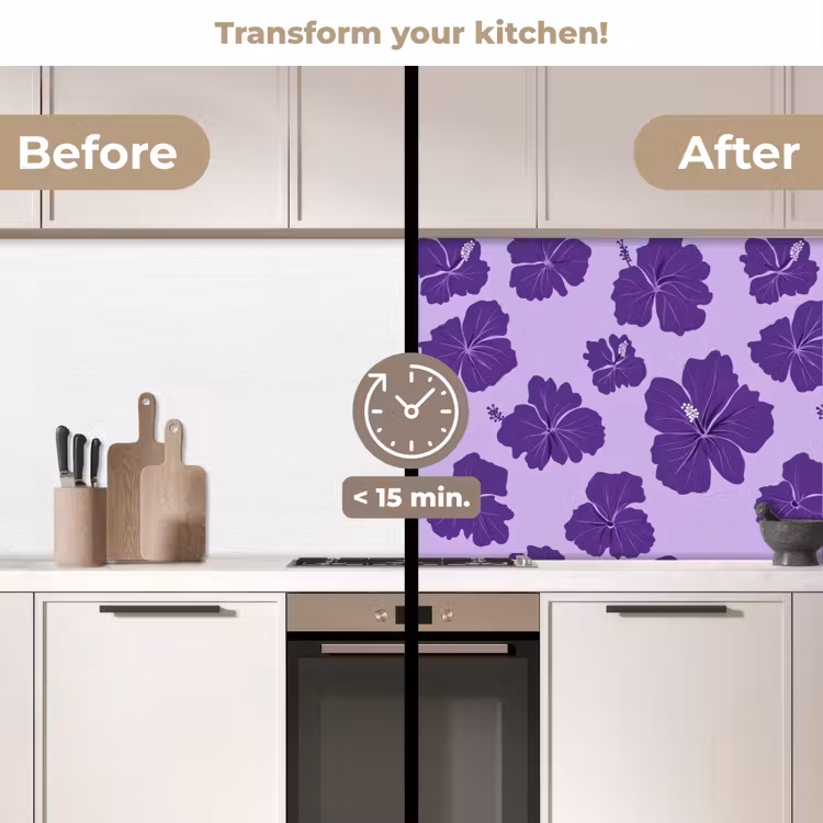 Kitchen splashback - Hibiscus - Flowers - Purple — 3