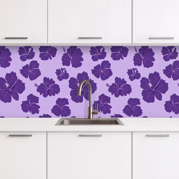 Kitchen splashback - Hibiscus - Flowers - Purple — 4
