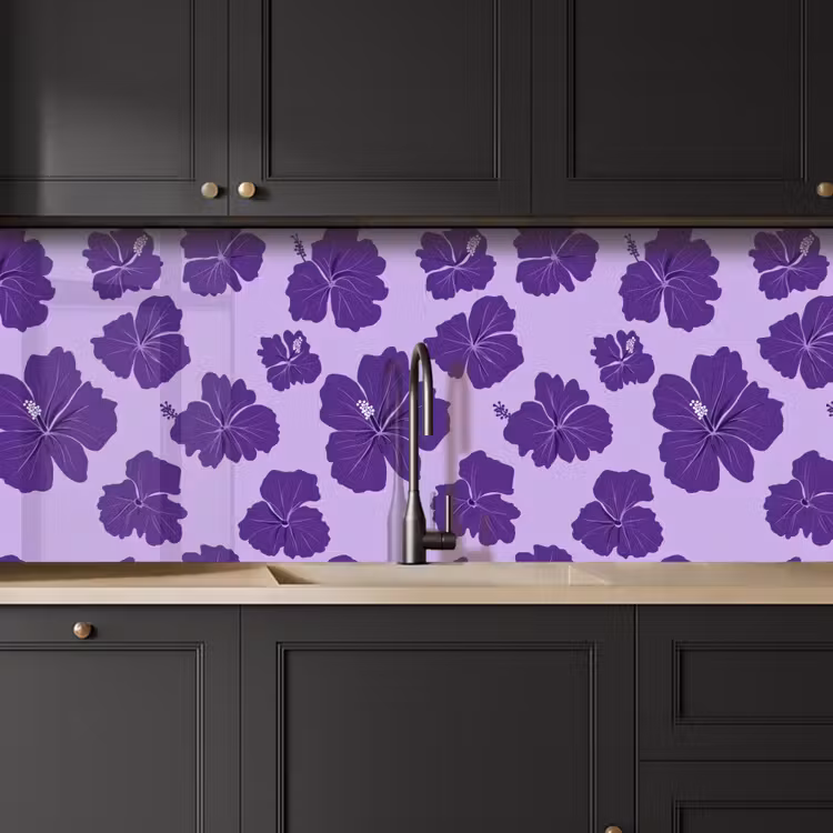 Kitchen splashback - Hibiscus - Flowers - Purple — 6