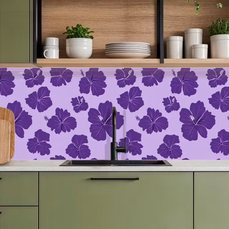 Kitchen splashback - Hibiscus - Flowers - Purple — 8