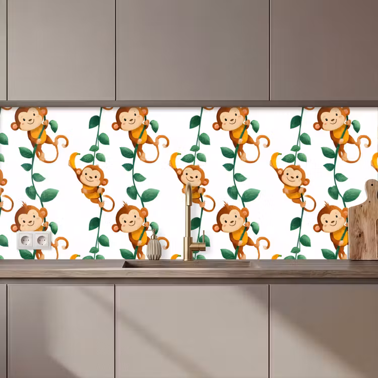 Kitchen splashback - Monkeys - Lianas - Colorful — 1