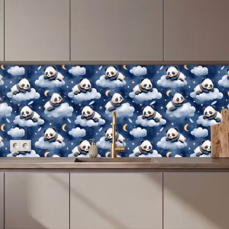 Kitchen splashback - Pandas - Sleeping - Blue — 1