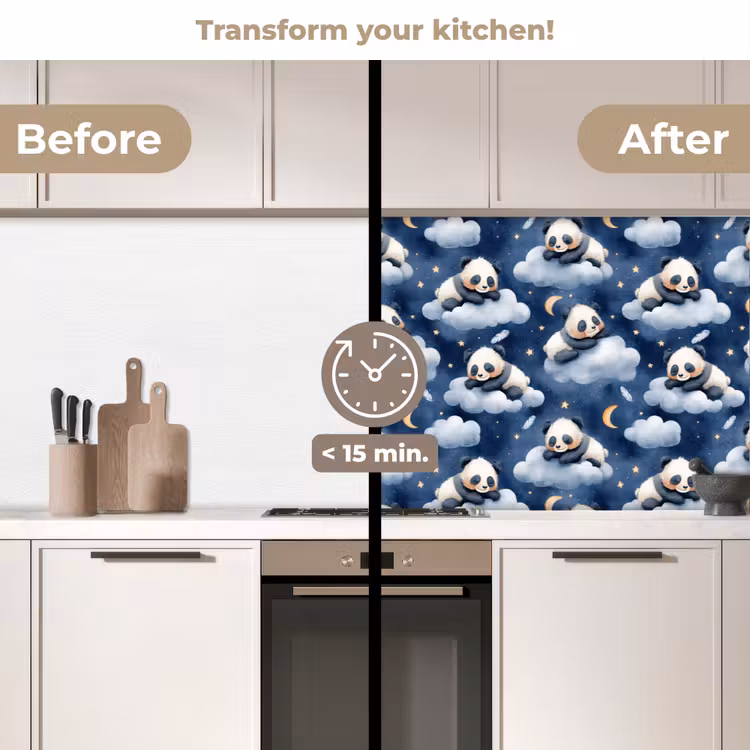 Kitchen splashback - Pandas - Sleeping - Blue — 3