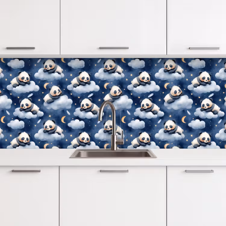 Kitchen splashback - Pandas - Sleeping - Blue — 4