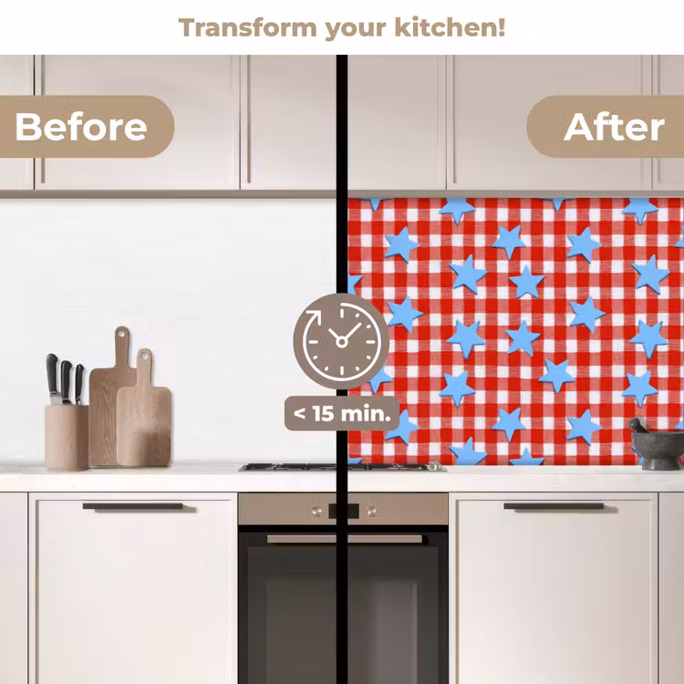 Kitchen splashback - Plaid - Stars - Red — 3
