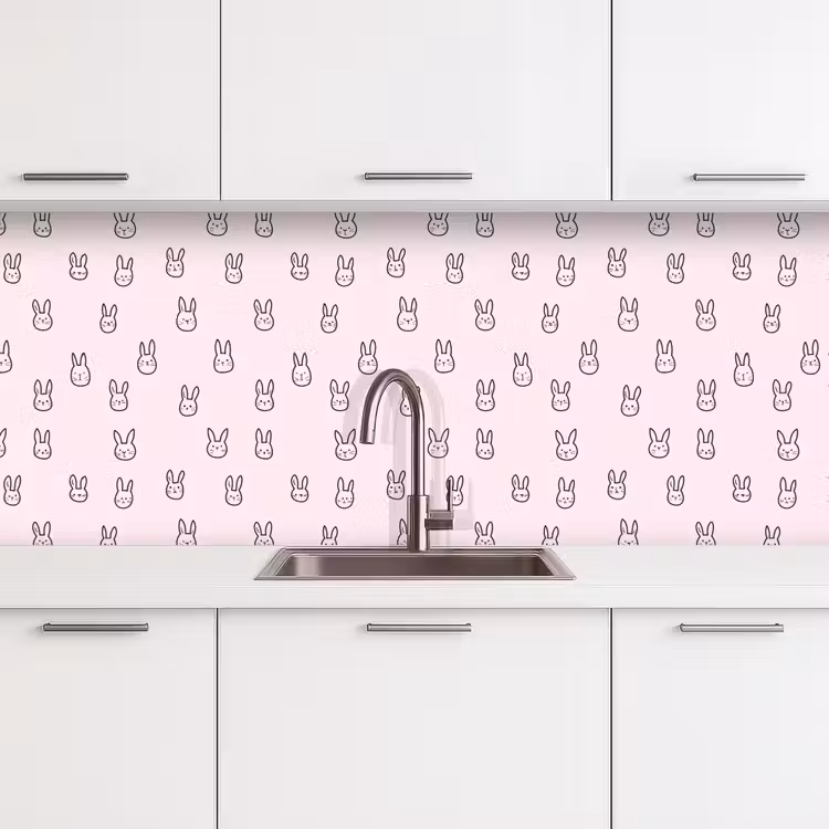 Kitchen splashback - Rabbits - Minimalist - Pink — 4