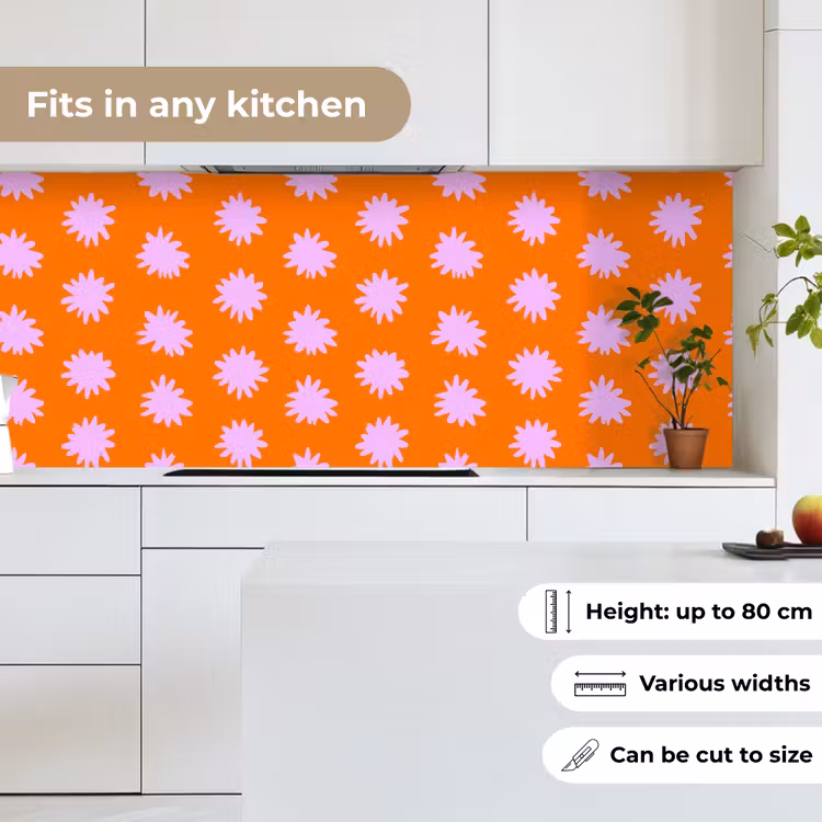 Kitchen splashback - Retro - Flowers - Orange — 7