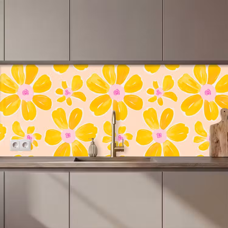 Kitchen splashback - Summers - Flowers - Yellow — 1