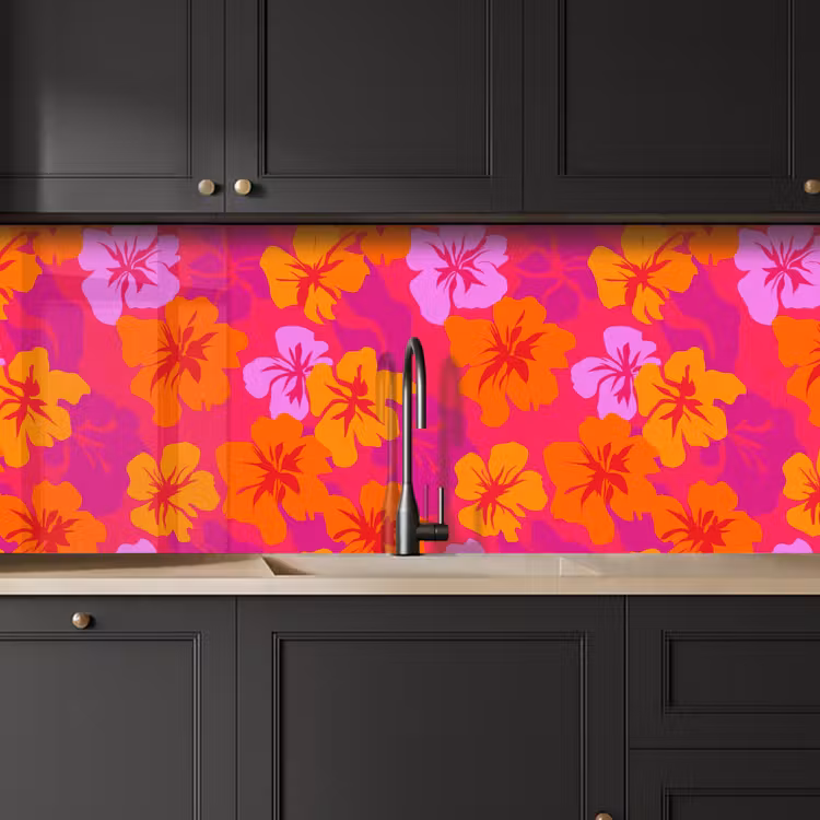 Kitchen splashback - Summery - Hibiscus - Colorful — 6