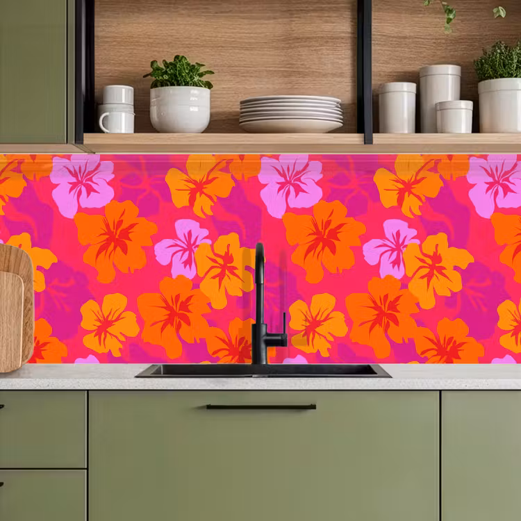 Kitchen splashback - Summery - Hibiscus - Colorful — 8