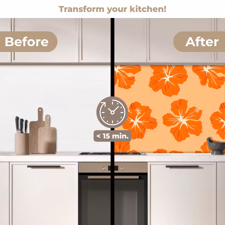 Kitchen splashback - Tropical - Hibiscus - Orange — 3