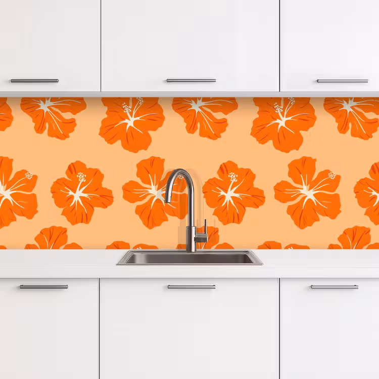 Kitchen splashback - Tropical - Hibiscus - Orange — 4