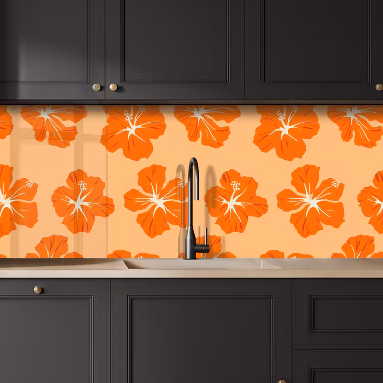 Kitchen splashback - Tropical - Hibiscus - Orange — 6