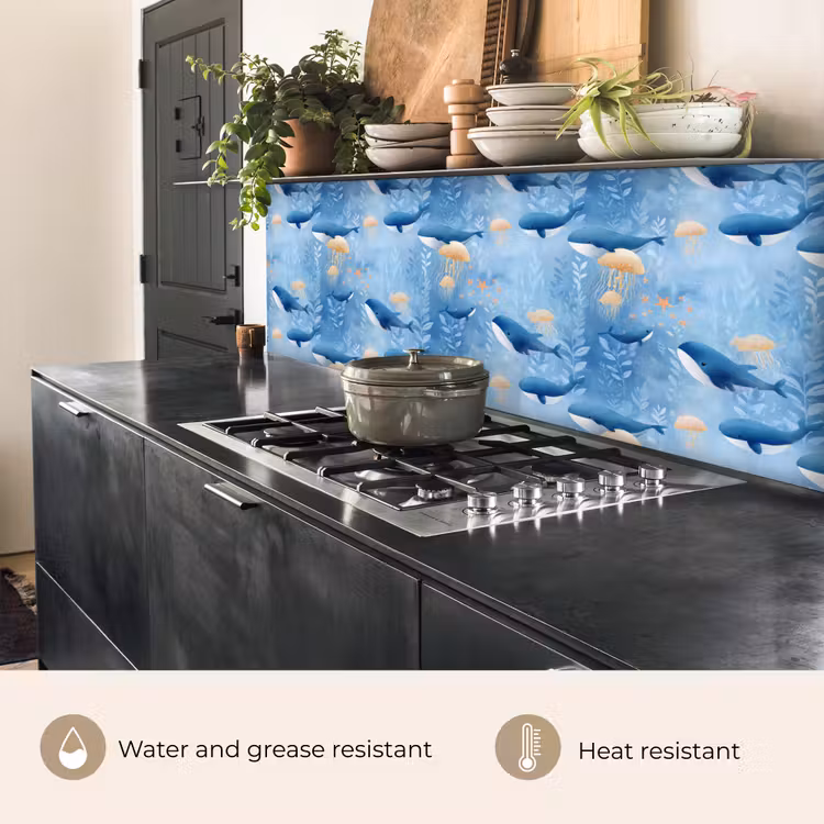 Kitchen splashback - Whales - Ocean - Blue — 5