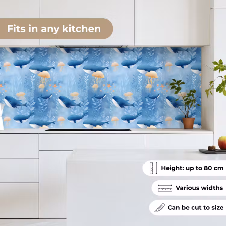 Kitchen splashback - Whales - Ocean - Blue — 7