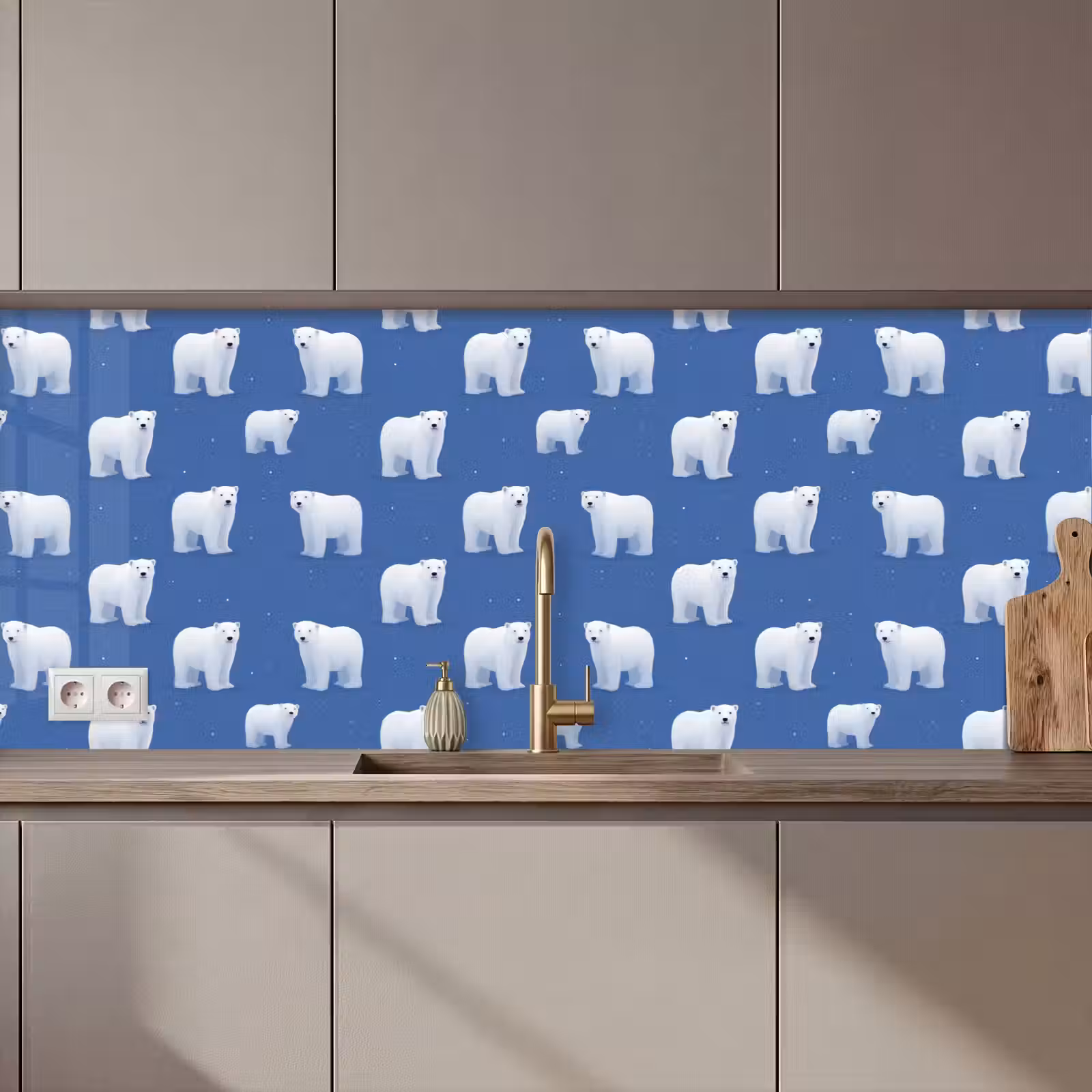 Kitchen splashback - Polar bear - Pattern - Blue — 1