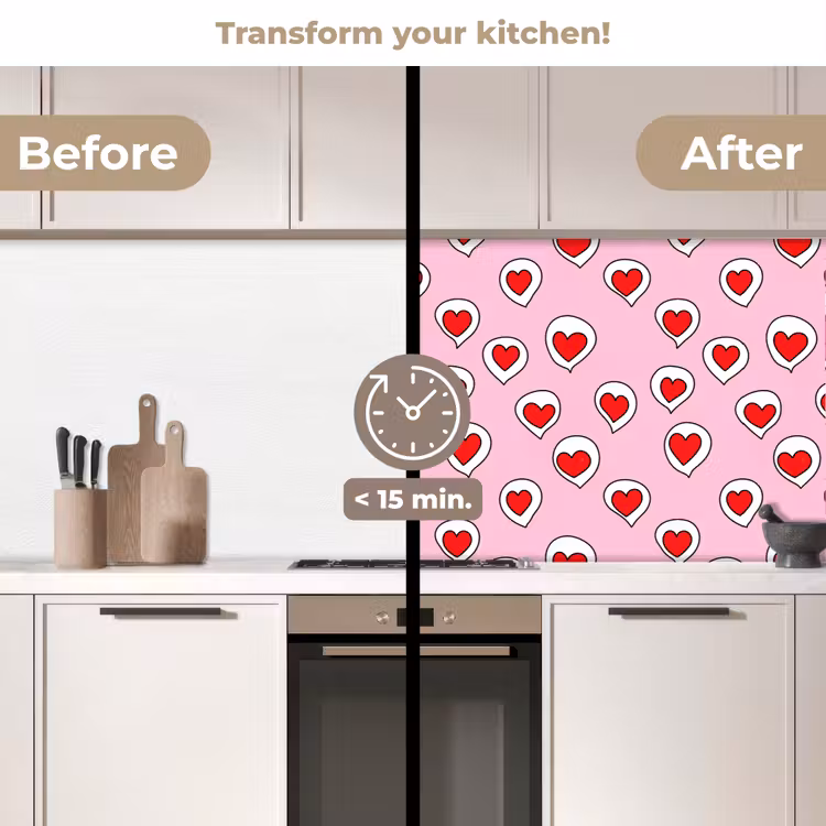 Kitchen splashback - Hearts - Pattern - Red — 3