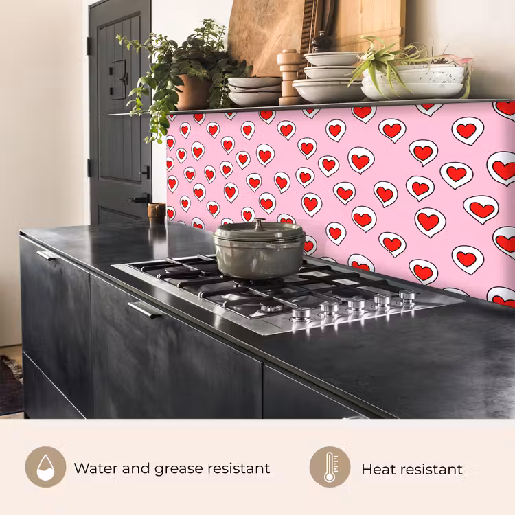 Kitchen splashback - Hearts - Pattern - Red — 5