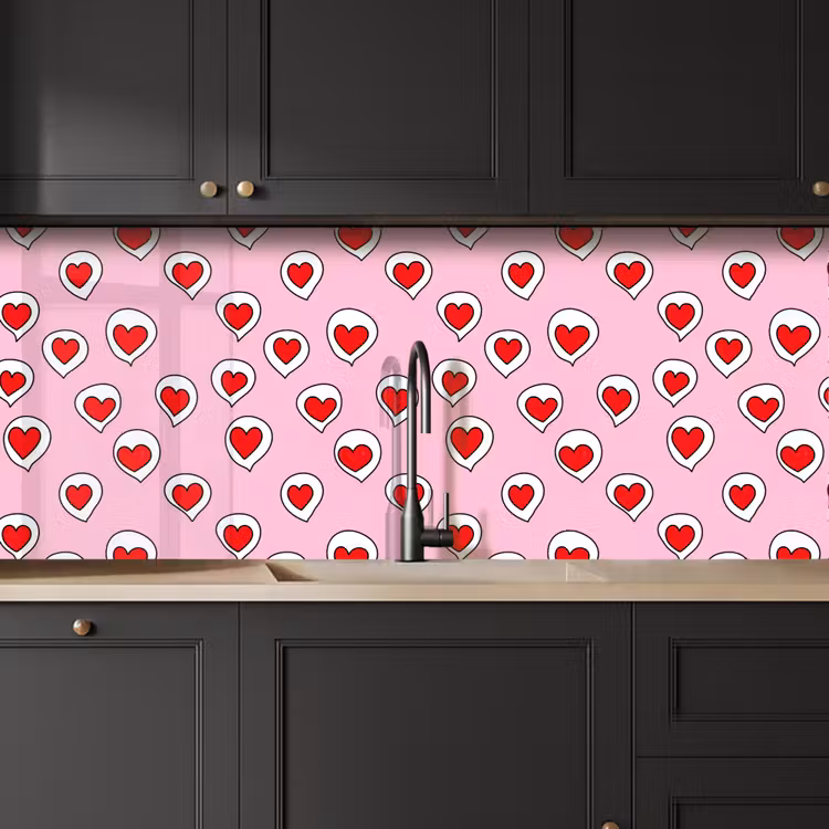 Kitchen splashback - Hearts - Pattern - Red — 6
