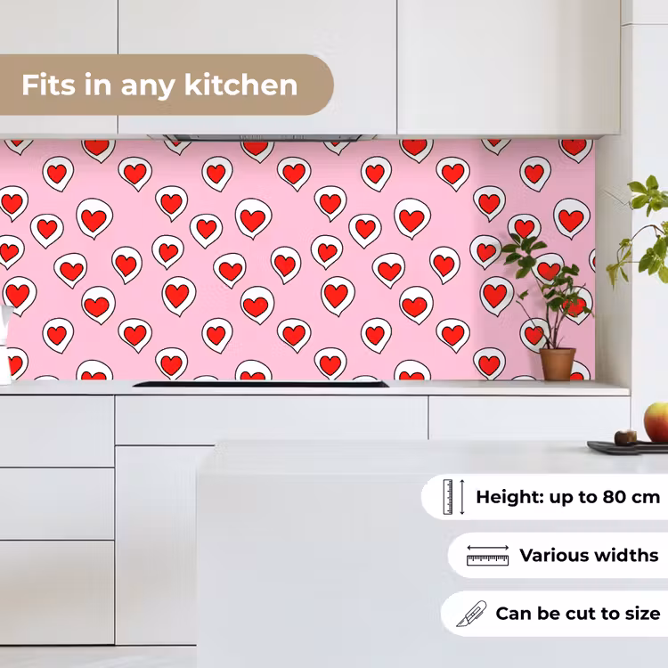 Kitchen splashback - Hearts - Pattern - Red — 7