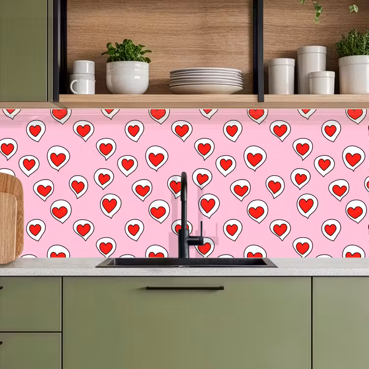 Kitchen splashback - Hearts - Pattern - Red — 8