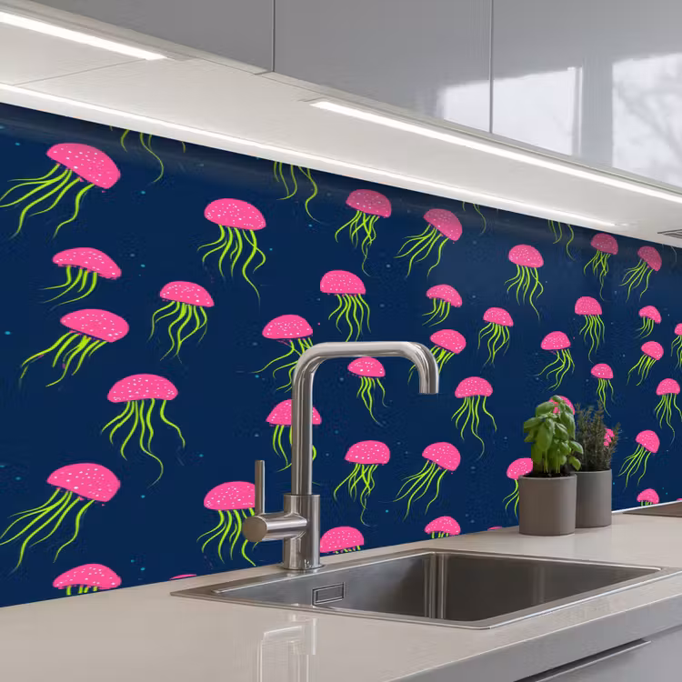 Kitchen splashback - Jellyfish - Deep sea - Neon — 2