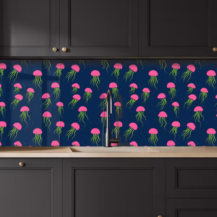 Kitchen splashback - Jellyfish - Deep sea - Neon — 6
