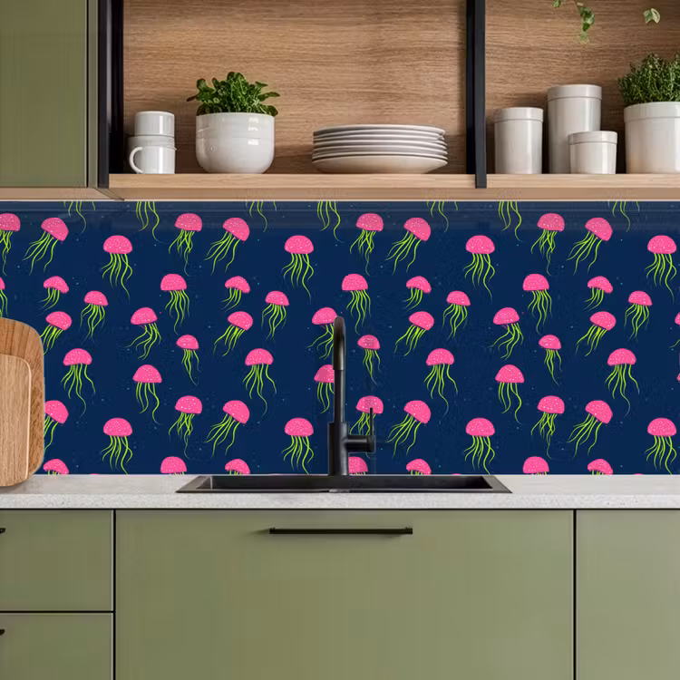 Kitchen splashback - Jellyfish - Deep sea - Neon — 8