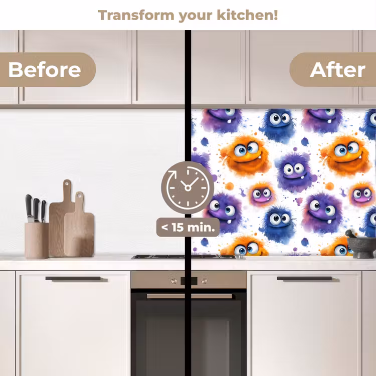 Kitchen splashback - Monsters - Watercolor - Colorful — 3