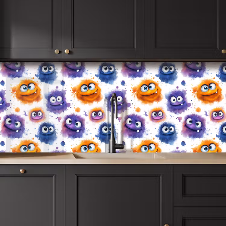 Kitchen splashback - Monsters - Watercolor - Colorful — 6