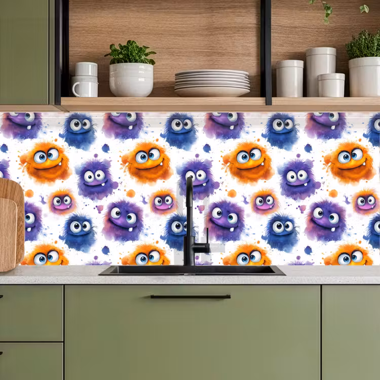 Kitchen splashback - Monsters - Watercolor - Colorful — 8