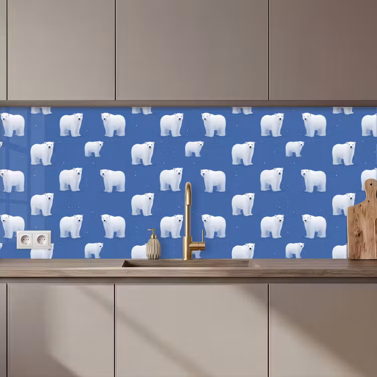 Kitchen splashback - Polar bear - Pattern - Blue — 1