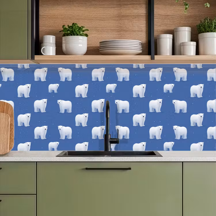 Kitchen splashback - Polar bear - Pattern - Blue — 8