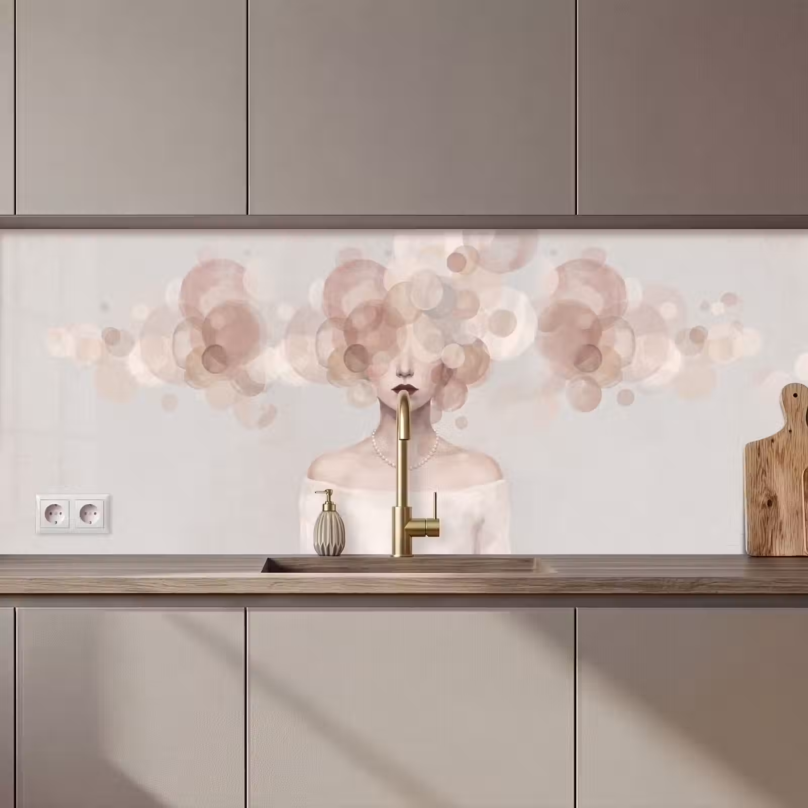Kitchen splashback - Woman - Circles - Beige — 1