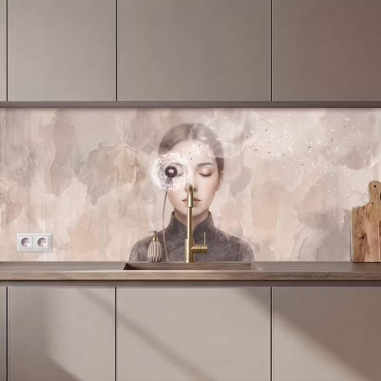 Kitchen splashback - Woman - Serene - Gray — 1