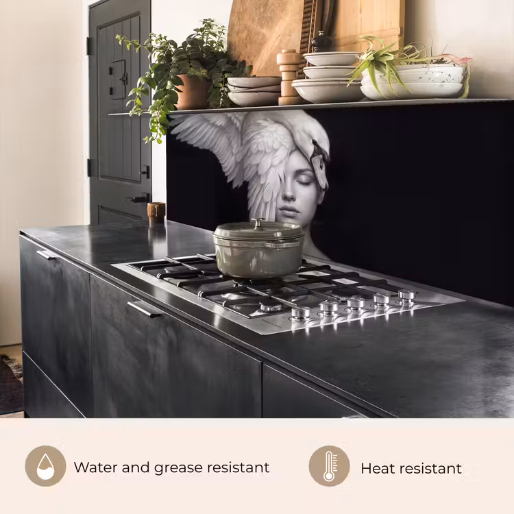 Kitchen splashback - Portrait - Swan - Black and White — 5