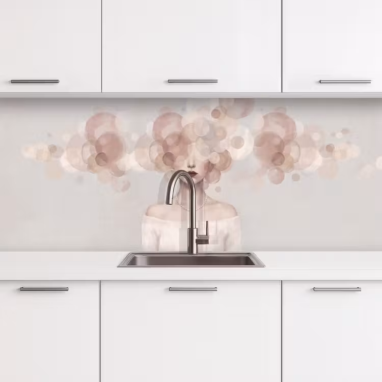 Kitchen splashback - Woman - Circles - Beige — 4