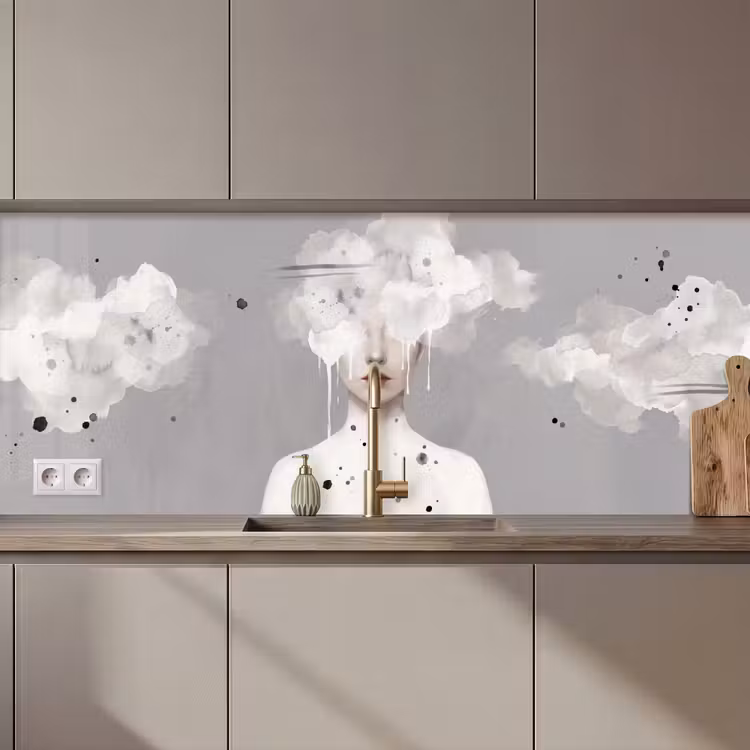 Kitchen splashback - Woman - Cloud - Gray — 1