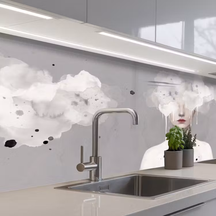 Kitchen splashback - Woman - Cloud - Gray — 2