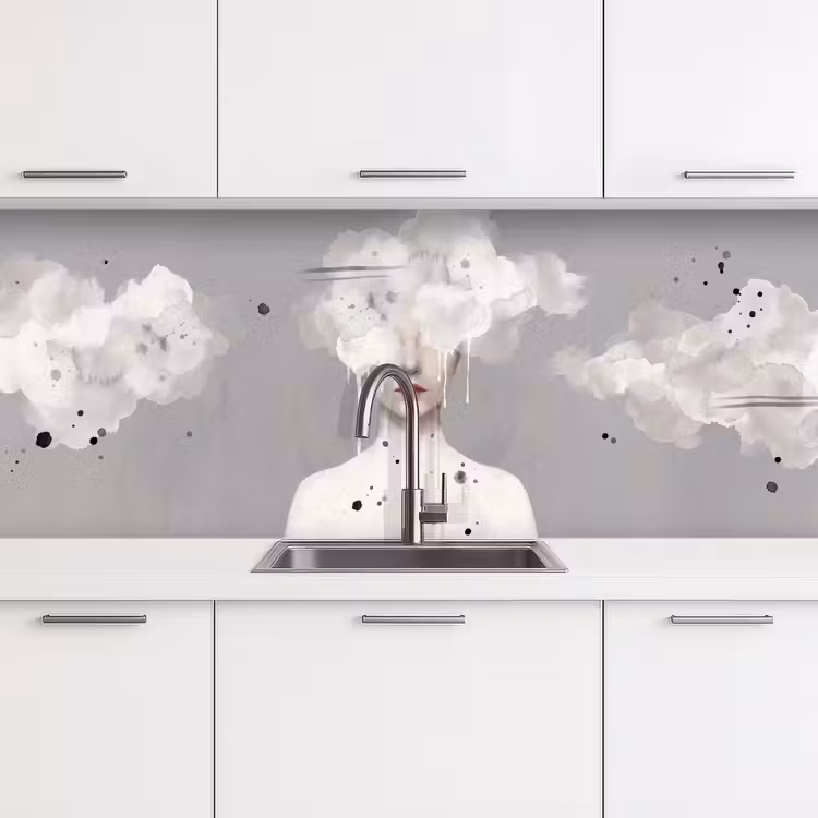 Kitchen splashback - Woman - Cloud - Gray — 4