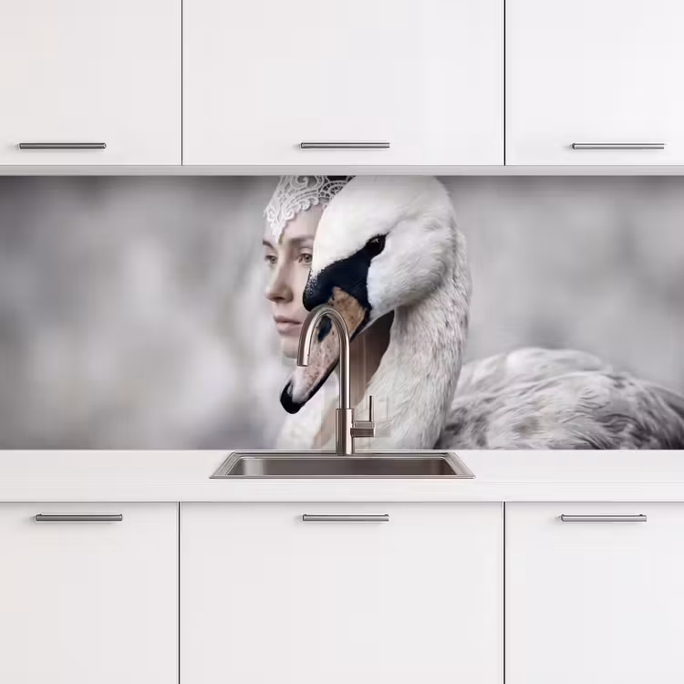 Kitchen splashback - Woman - Swan - White — 4