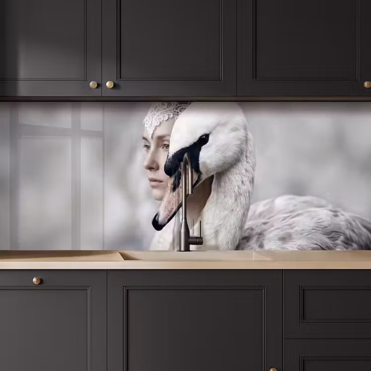 Kitchen splashback - Woman - Swan - White — 6