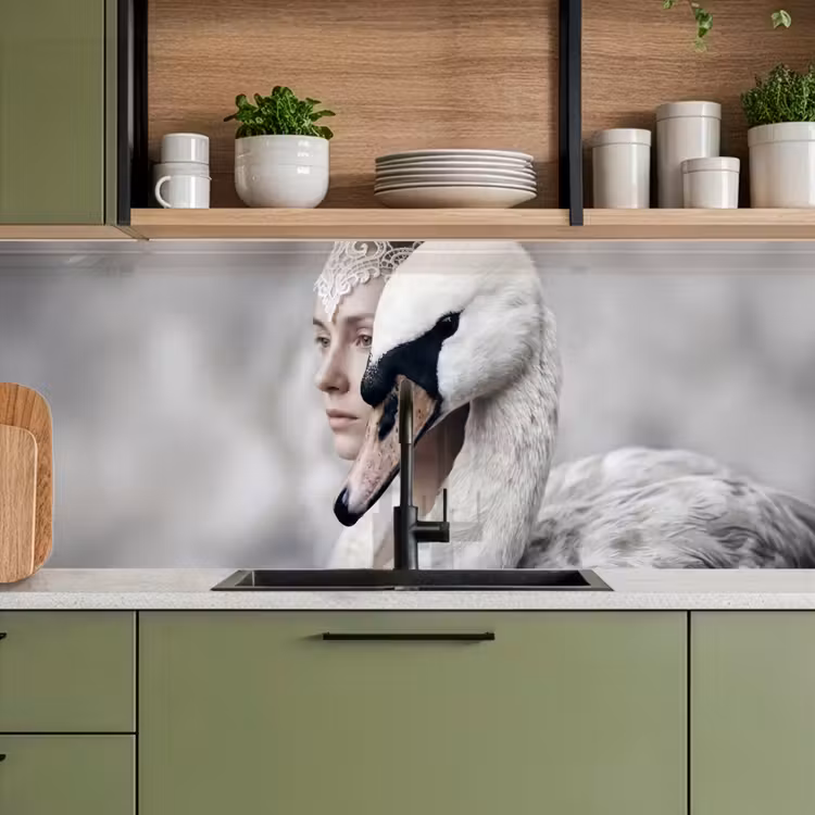 Kitchen splashback - Woman - Swan - White — 8