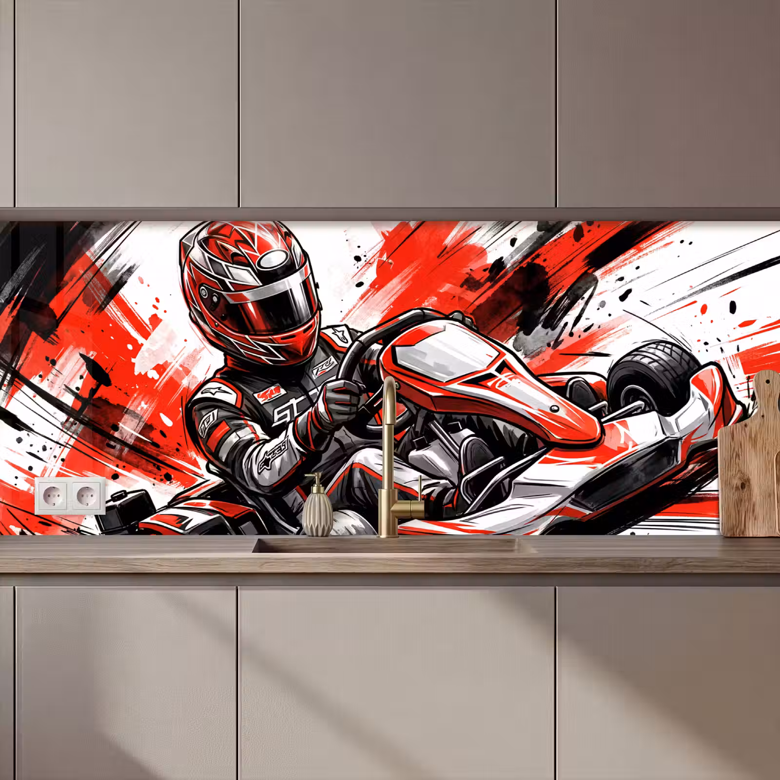 Kitchen splashback - Kart - Driver - Speed - Red — 1