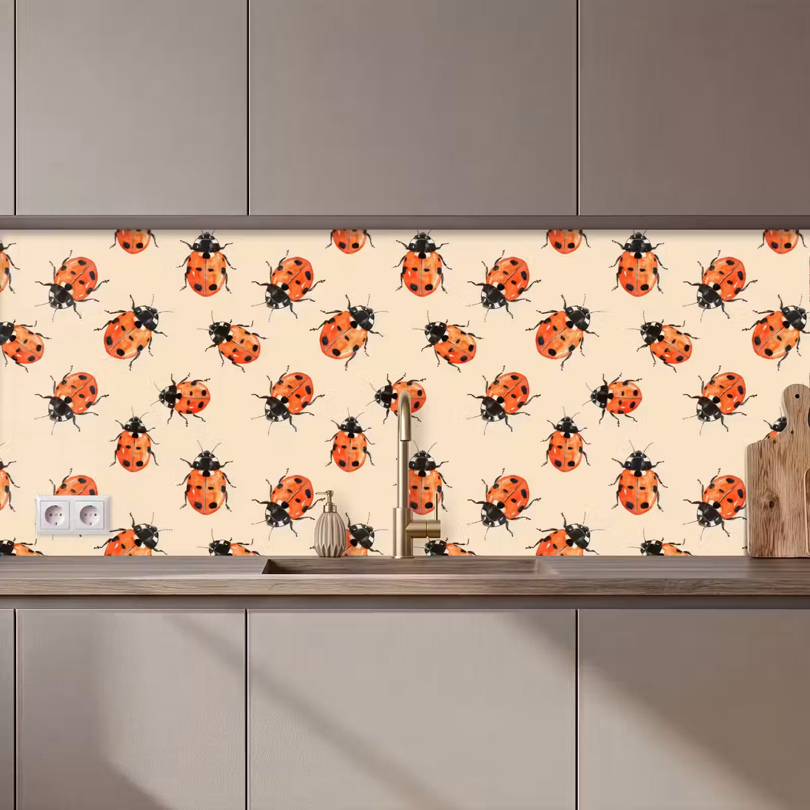 Kitchen splashback - Ladybugs - Pattern - Red — 1