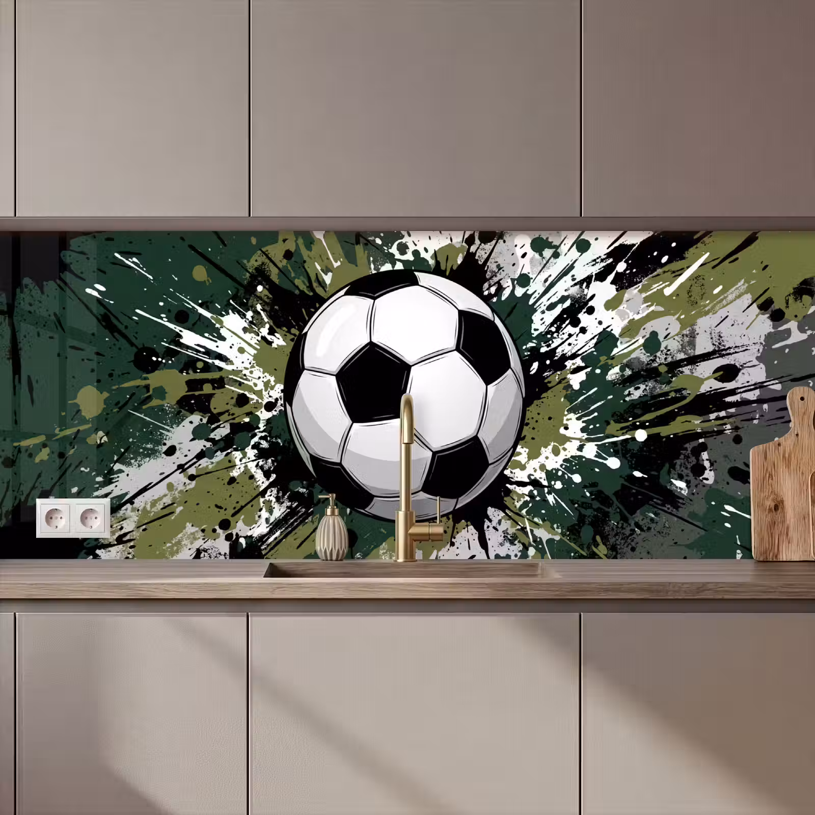 Kitchen splashback - Soccer - Paint - Splatters - Green — 1