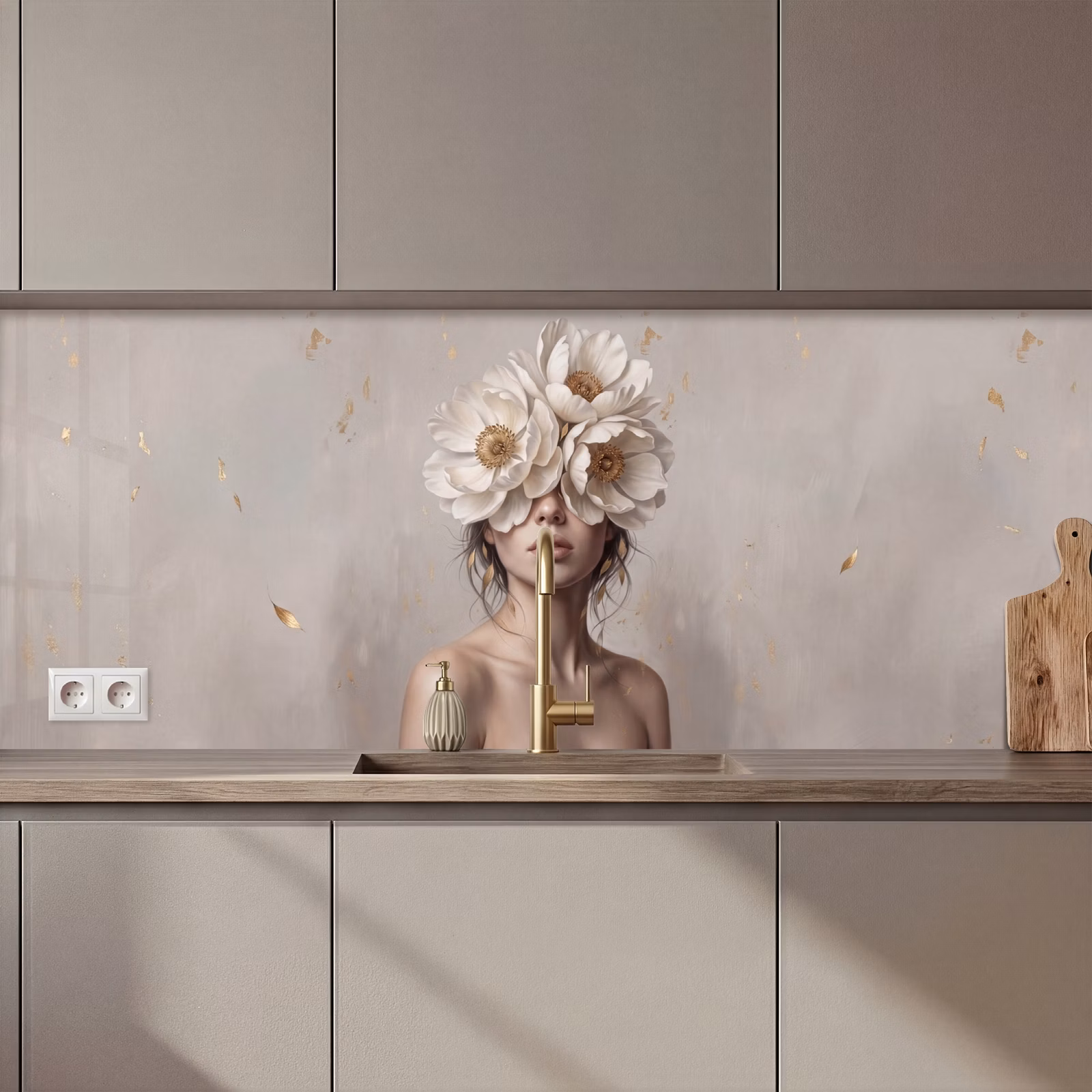Kitchen splashback - Woman - Peony - White — 1