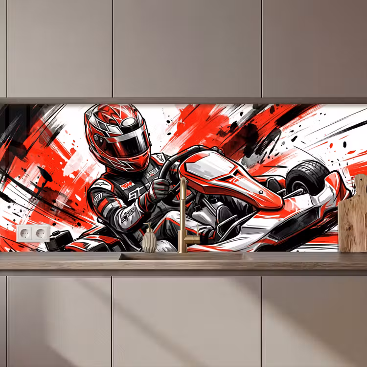 Kitchen splashback - Kart - Driver - Speed - Red — 1