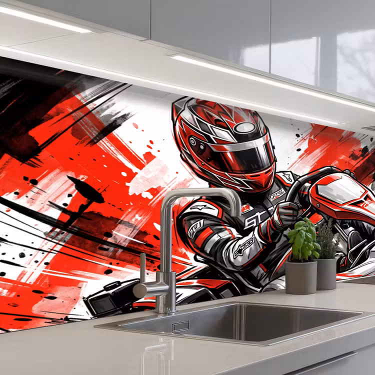 Kitchen splashback - Kart - Driver - Speed - Red — 2